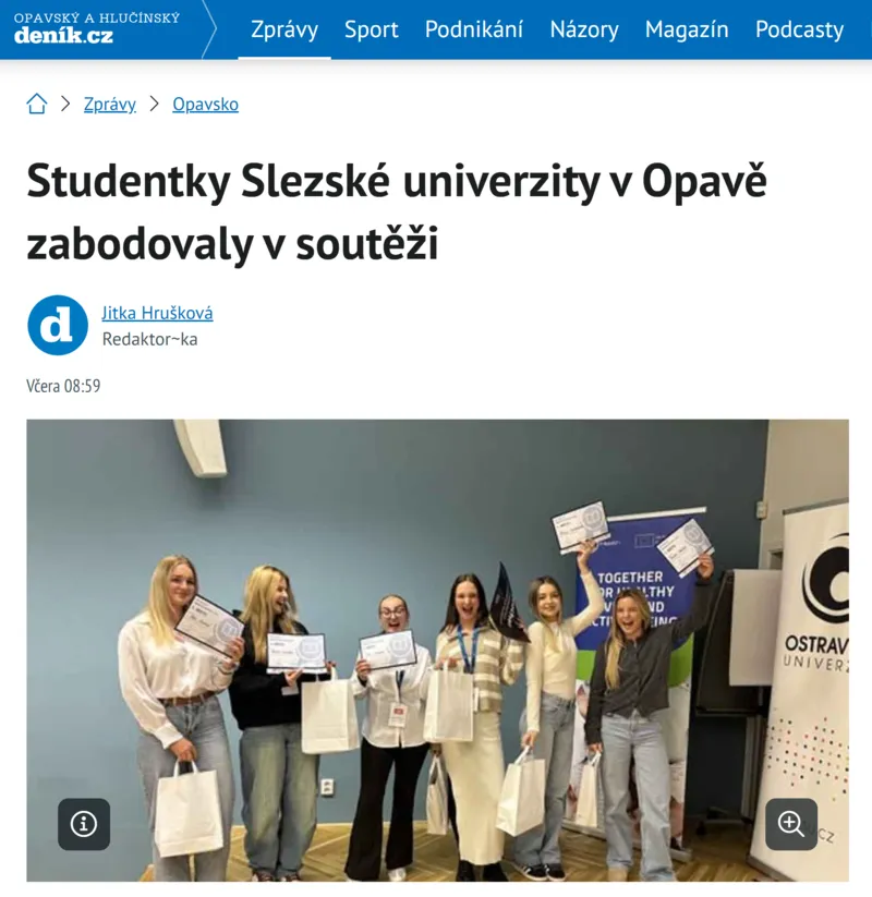 Deník.cz: Studentky Slezské univerzity v Opavě zabodovaly v soutěži